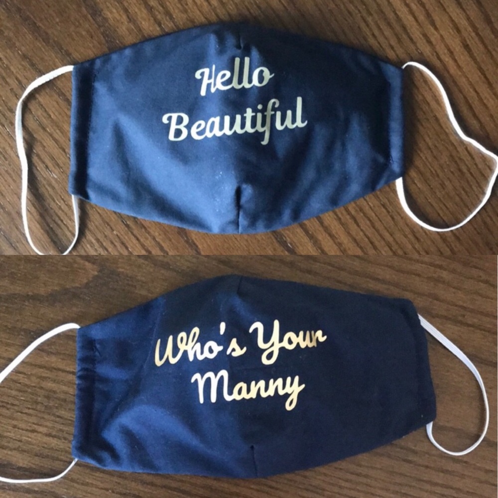 Navy/Gold Hello Beautiful & Who’s Your Manny Masks
